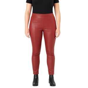 ZARA TRAFULAC Large Faux Leather Leggings Orange Red Waist 30 in Inseam 28.5 in